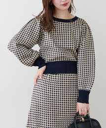 natural couture | 千鳥格子ダブルジャガードニット(ニット/セーター)