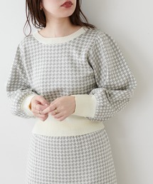 natural couture | 千鳥格子ダブルジャガードニット(ニット/セーター)