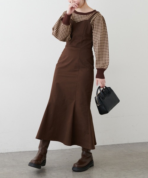 natural couture（ナチュラルクチュール）の「千鳥格子ダブルジャガードニット（ニット/セーター・レディース・ネイビー/ブラウン/グレー・FREE）」の15枚目の写真