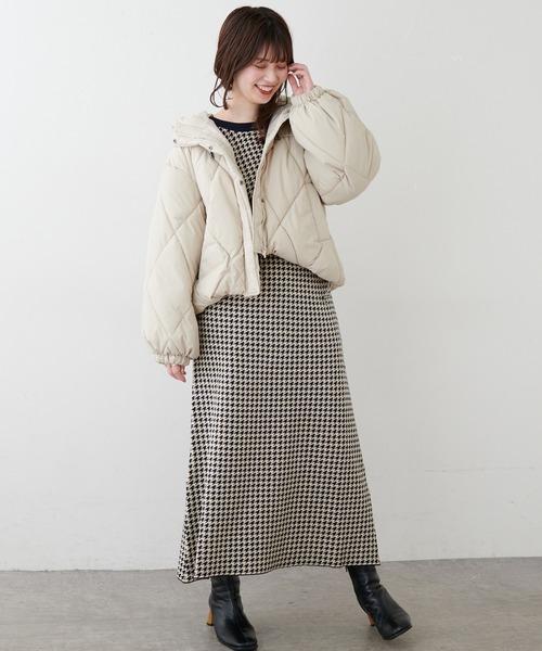 natural couture（ナチュラルクチュール）の「千鳥格子ダブルジャガードニット（ニット/セーター・レディース・ネイビー/ブラウン/グレー・FREE）」の12枚目の写真