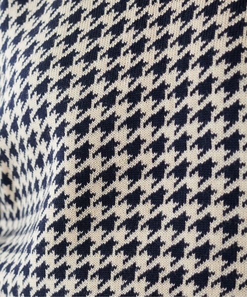 natural couture（ナチュラルクチュール）の「千鳥格子ダブルジャガードニット（ニット/セーター・レディース・ネイビー/ブラウン/グレー・FREE）」の9枚目の写真