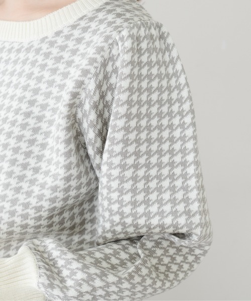 natural couture（ナチュラルクチュール）の「千鳥格子ダブルジャガードニット（ニット/セーター・レディース・ネイビー/ブラウン/グレー・FREE）」の22枚目の写真