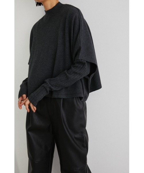 STYLEMIXER(スタイルミキサー)の「2ピースポンチョレイヤードニット(ニット/セーター・レディース・ライトブラウン/チャコールグレー/ブラック・FREE)」の8枚目の写真