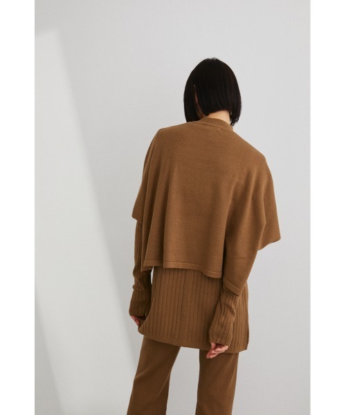 STYLEMIXER(スタイルミキサー)の「2ピースポンチョレイヤードニット(ニット/セーター・レディース・ライトブラウン/チャコールグレー/ブラック・FREE)」の9枚目の写真