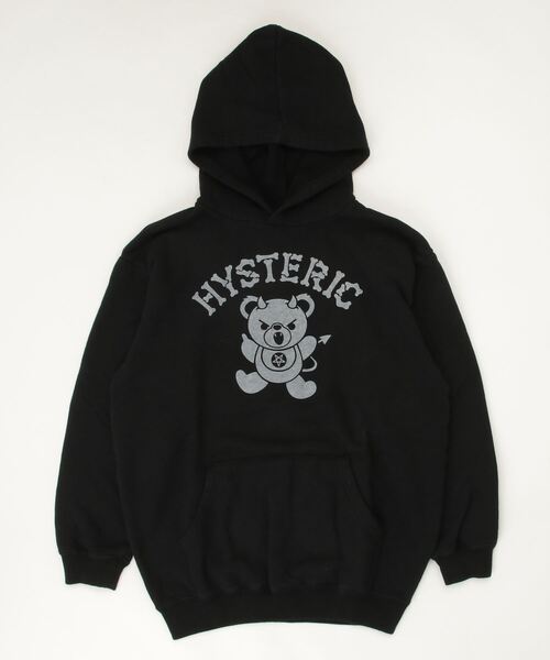 JOEY HYSTERIC(ジョーイヒステリック)の「DEVIL BEAR ビッグパーカー(パーカー・キッズ・ブラック/トップグレー・LARGE)」の1枚目の写真