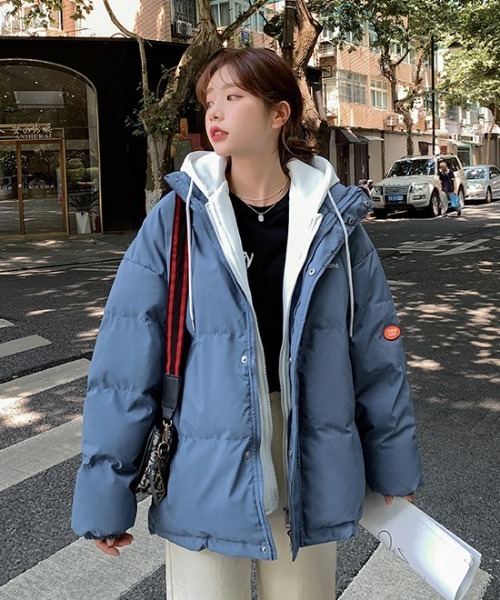 SONA（ソナ）の「SONYUNARA フードレイヤードダウン（ダウンジャケット/コート・レディース・ブラック/ブルー/アイボリー・FREE）」の14枚目の写真