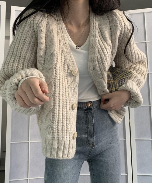LOPASS（ロパス）の「カーディガン（カーディガン/ボレロ・レディース・ベージュ/ブラウン/グレー・MEDIUM）」の3枚目の写真