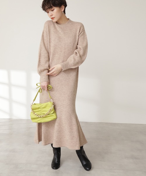 N.（N. Natural Beauty Basic）（エヌエヌナチュラルビューティーベーシック）の「◆天竺マーメイドニットワンピース（ワンピース・レディース・チャコールグレー/ベージュ/ブルー・MEDIUM）」の3枚目の写真