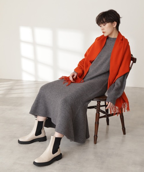 N.（N. Natural Beauty Basic）（エヌエヌナチュラルビューティーベーシック）の「◆天竺マーメイドニットワンピース（ワンピース・レディース・チャコールグレー/ベージュ/ブルー・MEDIUM）」の5枚目の写真