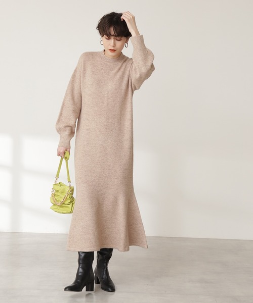 N.（N. Natural Beauty Basic）（エヌエヌナチュラルビューティーベーシック）の「◆天竺マーメイドニットワンピース（ワンピース・レディース・チャコールグレー/ベージュ/ブルー・MEDIUM）」の6枚目の写真