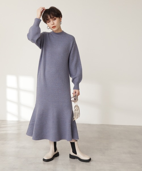 N.（N. Natural Beauty Basic）（エヌエヌナチュラルビューティーベーシック）の「◆天竺マーメイドニットワンピース（ワンピース・レディース・チャコールグレー/ベージュ/ブルー・MEDIUM）」の8枚目の写真