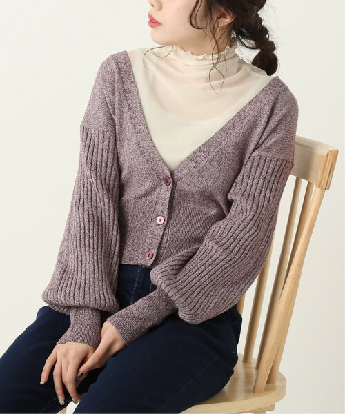 RAY CASSIN(レイカズン)の「メランジ袖ボリュームニットカーディガン(カーディガン/ボレロ・レディース・ベージュ/パープル/ブルー・FREE)」の3枚目の写真