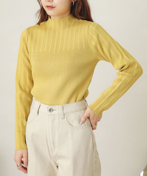 SENSE OF PLACE by URBAN RESEARCH(センスオブプレイスバイアーバンリサーチ)の「ランダムリブコンパクトセーター(ニット/セーター・レディース・イエロー/ミント/アイボリー/ブラック・ONE)」の4枚目の写真