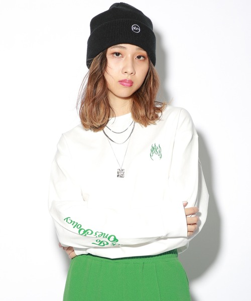 PBLIM(ページボーイリム)の「PAGEBOYLIM/ファイヤーモチーフロンT(Tシャツ/カットソー・レディース・ブラック/オフホワイト/グリーン・MEDIUM/LARGE)」の5枚目の写真