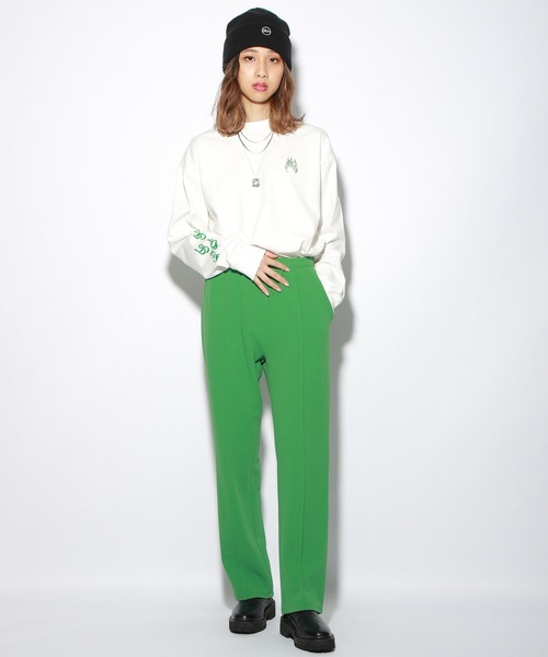 PBLIM(ページボーイリム)の「PAGEBOYLIM/ファイヤーモチーフロンT(Tシャツ/カットソー・レディース・ブラック/オフホワイト/グリーン・MEDIUM/LARGE)」の7枚目の写真