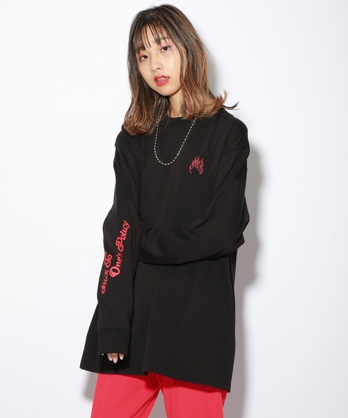 PBLIM(ページボーイリム)の「PAGEBOYLIM/ファイヤーモチーフロンT(Tシャツ/カットソー・レディース・ブラック/オフホワイト/グリーン・MEDIUM/LARGE)」の11枚目の写真