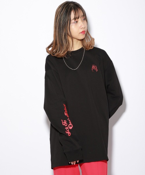 PBLIM(ページボーイリム)の「PAGEBOYLIM/ファイヤーモチーフロンT(Tシャツ/カットソー・レディース・ブラック/オフホワイト/グリーン・MEDIUM/LARGE)」の12枚目の写真