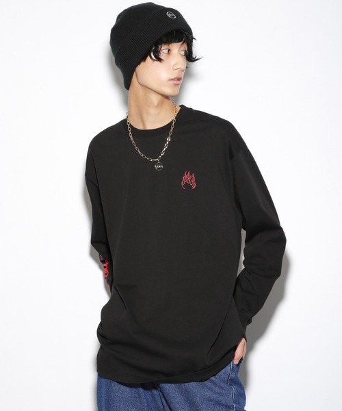 PBLIM(ページボーイリム)の「PAGEBOYLIM/ファイヤーモチーフロンT(Tシャツ/カットソー・レディース・ブラック/オフホワイト/グリーン・MEDIUM/LARGE)」の20枚目の写真