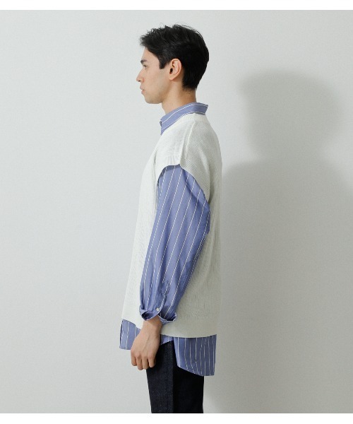 AZUL by moussy(アズールバイマウジー)の「SURFACE CHANGE KNIT VEST/サーフェスチェンジニットベスト(ベスト・メンズ・オフホワイト/ベージュ/ブラック・MEDIUM/LARGE)」の8枚目の写真
