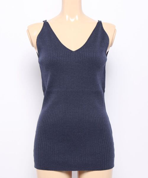 HELIOPOLE(エリオポール)の「SIROSPUN KNIT CAMISOLE(ニット/セーター・レディース・ライラック/ネイビー/イエロー・38)」の2枚目の写真