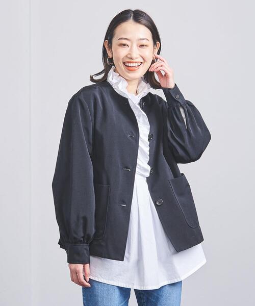 ユナイテッドアローズ ノーカラージャケット セットアップ ネイビー L ノーカラージャケット