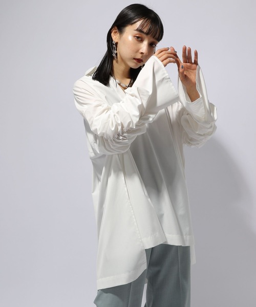 HARE ソデギャザーBIGシャツ ホワイト 楽天市場】(W)ソデギャザーBIGシャツ HARE ハレ トップス シャツ
