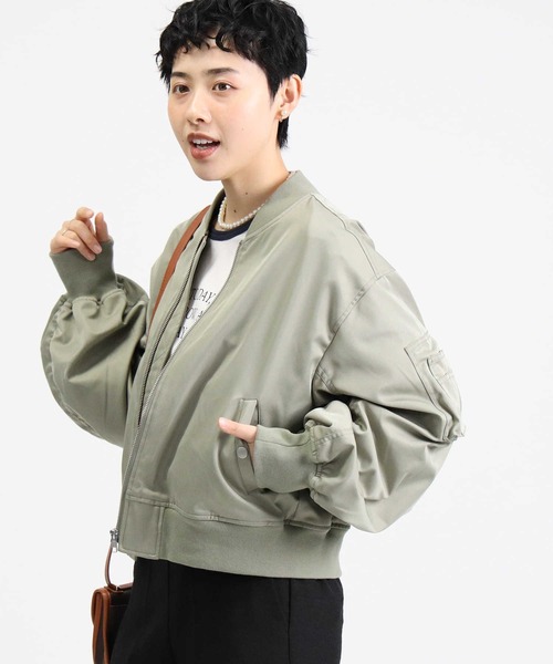 HONEYSUCKLE ROSE（ハニーサックルローズ）の「【HONEYSUCKLE ROSE】ショートライトＭＡ−１（MA-1・レディース・オリーブ/ブラック・M/L）」の9枚目の写真