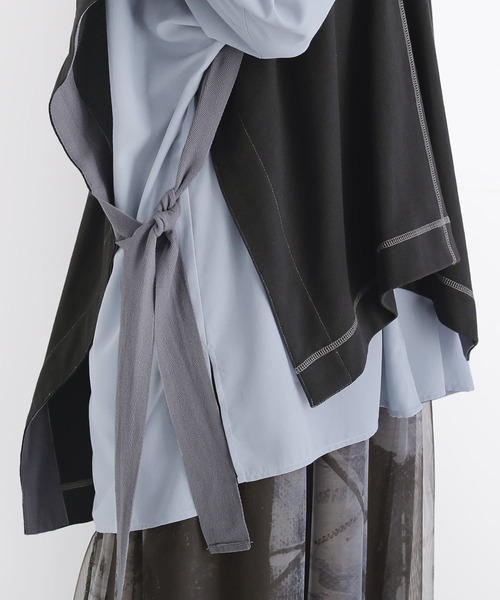 osharewalker（オシャレウォーカー）の「【廃盤】『ミニ裏毛配色ステッチベスト』（ベスト・レディース・ブラック/カーキ・FREE）」の7枚目の写真