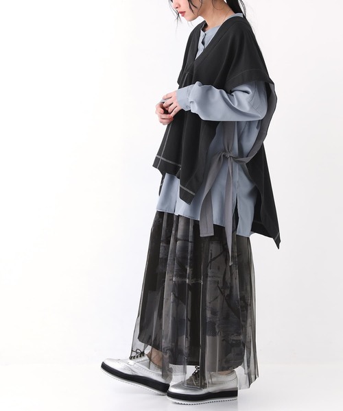 osharewalker（オシャレウォーカー）の「【廃盤】『ミニ裏毛配色ステッチベスト』（ベスト・レディース・ブラック/カーキ・FREE）」の10枚目の写真