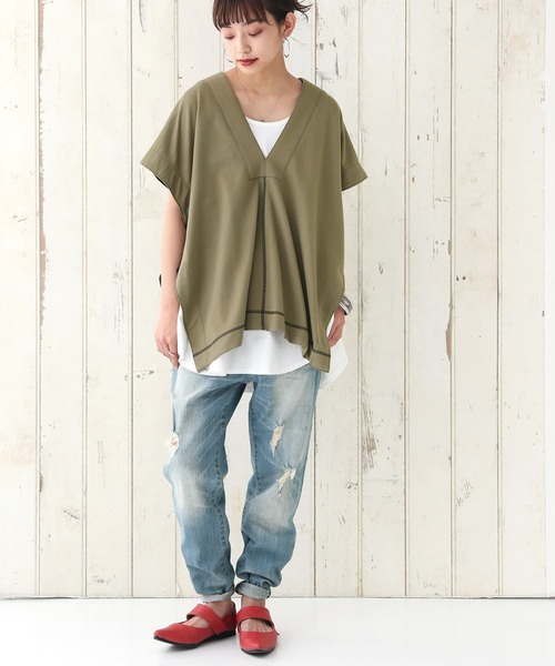 osharewalker（オシャレウォーカー）の「【廃盤】『ミニ裏毛配色ステッチベスト』（ベスト・レディース・ブラック/カーキ・FREE）」の15枚目の写真