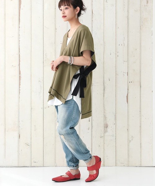 osharewalker（オシャレウォーカー）の「【廃盤】『ミニ裏毛配色ステッチベスト』（ベスト・レディース・ブラック/カーキ・FREE）」の16枚目の写真