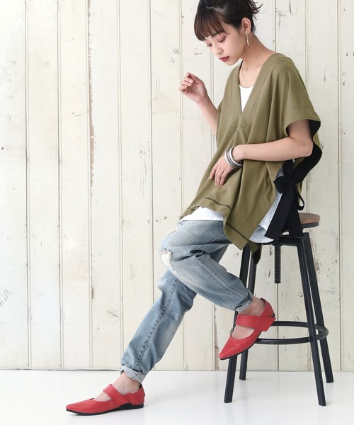 osharewalker（オシャレウォーカー）の「【廃盤】『ミニ裏毛配色ステッチベスト』（ベスト・レディース・ブラック/カーキ・FREE）」の17枚目の写真