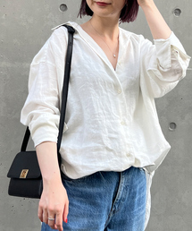 Rouge vif | リネン製品染シャツ羽織り(シャツ/ブラウス)