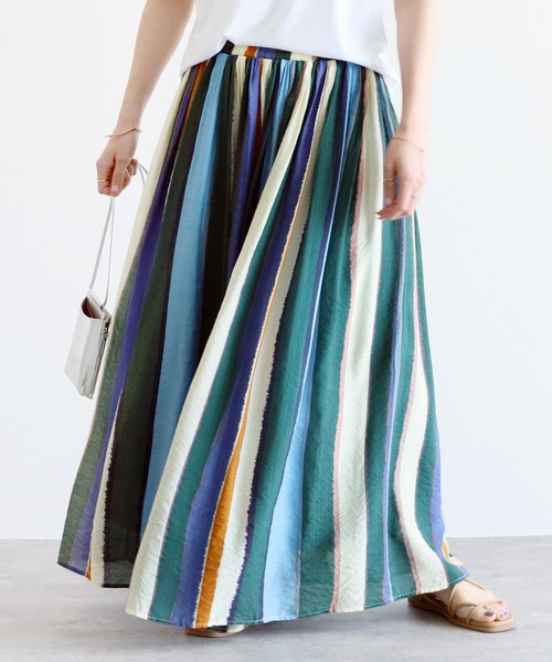 reca（レカ）の「変形ストライプロングスカート（スカート・レディース・オレンジ/ブルー・FREE）」の17枚目の写真