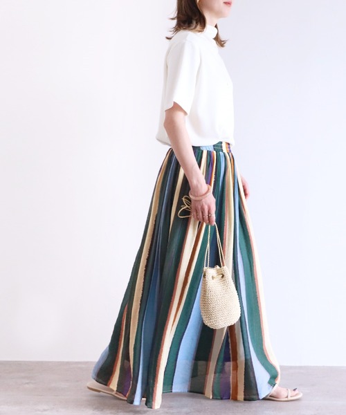 変形ストライプロングスカート（スカート）｜reca（レカ）の