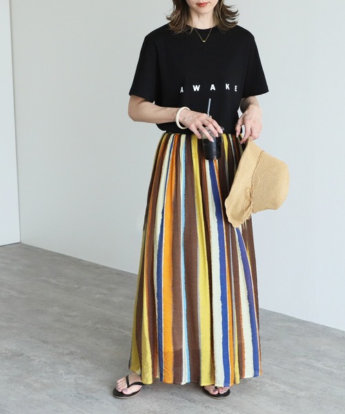 変形ストライプロングスカート（スカート）｜reca（レカ）の