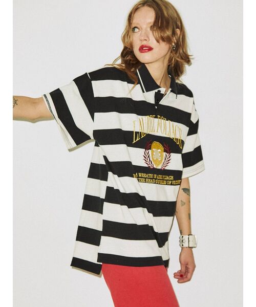 jouetie（ジュエティ）の「エンブレムポロカラールーズトップス（Tシャツ/カットソー・レディース・ブラック/ピンク/ブルー・MEDIUM）」の4枚目の写真