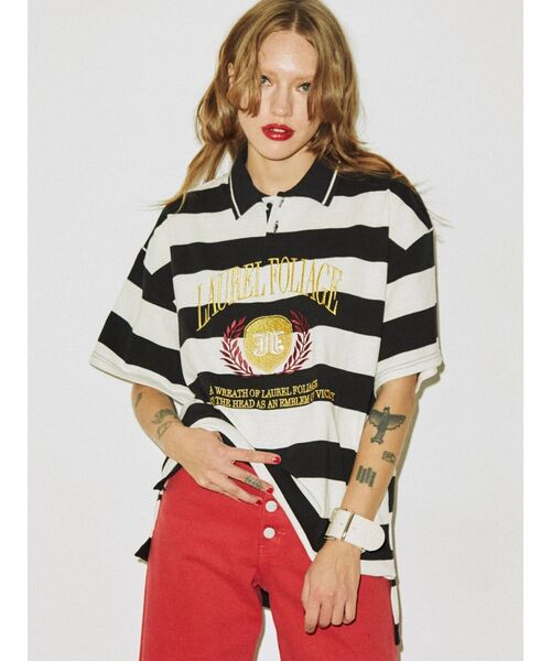 jouetie（ジュエティ）の「エンブレムポロカラールーズトップス（Tシャツ/カットソー・レディース・ブラック/ピンク/ブルー・MEDIUM）」の10枚目の写真