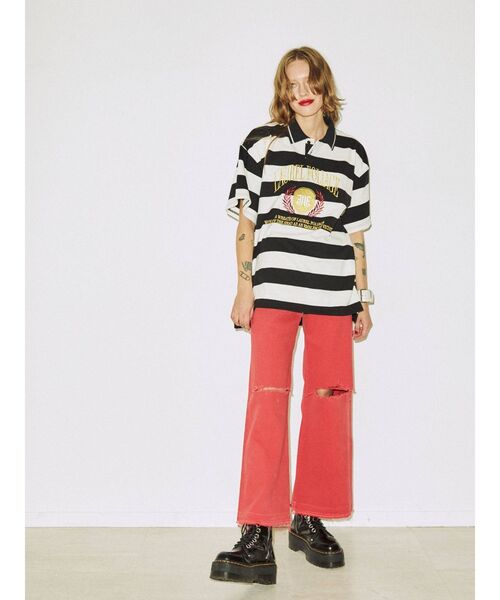 jouetie（ジュエティ）の「エンブレムポロカラールーズトップス（Tシャツ/カットソー・レディース・ブラック/ピンク/ブルー・MEDIUM）」の13枚目の写真