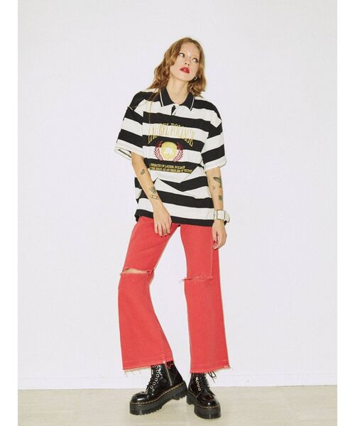 jouetie（ジュエティ）の「エンブレムポロカラールーズトップス（Tシャツ/カットソー・レディース・ブラック/ピンク/ブルー・MEDIUM）」の7枚目の写真