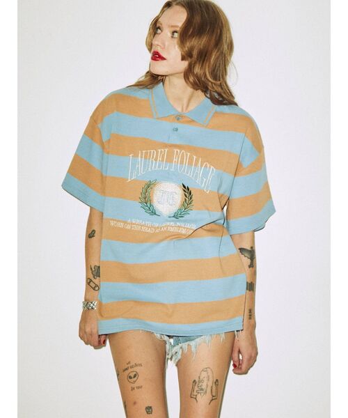 jouetie（ジュエティ）の「エンブレムポロカラールーズトップス（Tシャツ/カットソー・レディース・ブラック/ピンク/ブルー・MEDIUM）」の11枚目の写真