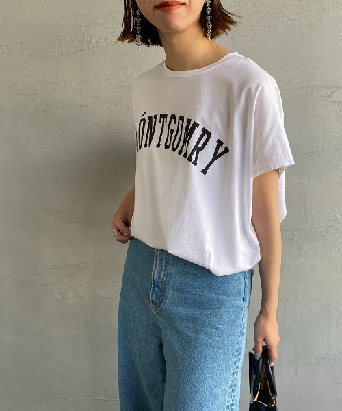 MICA&DEAL（マイカ＆ディール）の「[MICA&DEAL/マイカアンドディール] 別注 MONTGOMRY フレンチスリーブロゴプリントTシャツ（Tシャツ/カットソー・レディース・ホワイト/ブラック/グリーン・F）」の7枚目の写真