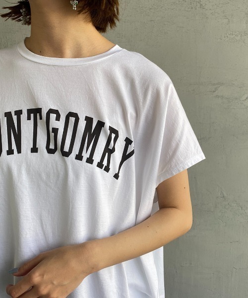 MICA&DEAL（マイカ＆ディール）の「[MICA&DEAL/マイカアンドディール] 別注 MONTGOMRY フレンチスリーブロゴプリントTシャツ（Tシャツ/カットソー・レディース・ホワイト/ブラック/グリーン・F）」の18枚目の写真