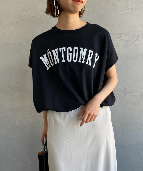 MICA&DEAL（マイカ＆ディール）の「[MICA&DEAL/マイカアンドディール] 別注 MONTGOMRY フレンチスリーブロゴプリントTシャツ（Tシャツ/カットソー・レディース・ホワイト/ブラック/グリーン・F）」の21枚目の写真