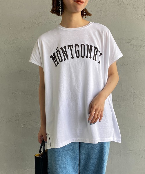 MICA&DEAL（マイカ＆ディール）の「[MICA&DEAL/マイカアンドディール] 別注 MONTGOMRY フレンチスリーブロゴプリントTシャツ（Tシャツ/カットソー・レディース・ホワイト/ブラック/グリーン・F）」の12枚目の写真