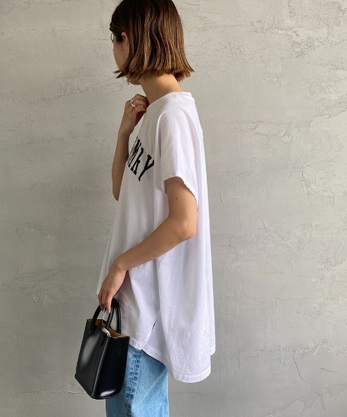 MICA&DEAL（マイカ＆ディール）の「[MICA&DEAL/マイカアンドディール] 別注 MONTGOMRY フレンチスリーブロゴプリントTシャツ（Tシャツ/カットソー・レディース・ホワイト/ブラック/グリーン・F）」の13枚目の写真