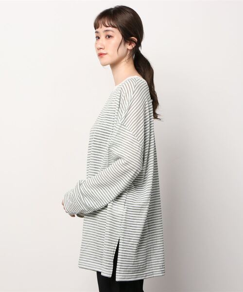 Uncut Bound（アンカットバウンド）の「CHIGNON(シニヨン) シア―ボーダーロンT（Tシャツ/カットソー・レディース・ホワイト/ブラック・FREE）」の4枚目の写真