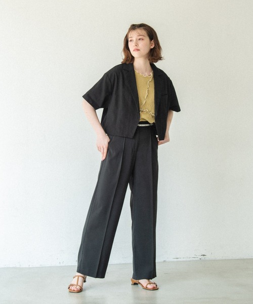 idem(イデム)の「【ZOZOTOWN限定】short sleeves jacket/ショート丈コットンジャケット(テーラードジャケット・レディース・ブラック/アイボリー/スモークピンク・FREE)」の13枚目の写真