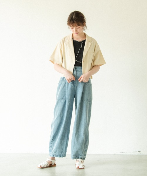idem(イデム)の「【ZOZOTOWN限定】short sleeves jacket/ショート丈コットンジャケット(テーラードジャケット・レディース・ブラック/アイボリー/スモークピンク・FREE)」の19枚目の写真