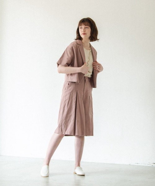 idem(イデム)の「【ZOZOTOWN限定】short sleeves jacket/ショート丈コットンジャケット(テーラードジャケット・レディース・ブラック/アイボリー/スモークピンク・FREE)」の22枚目の写真